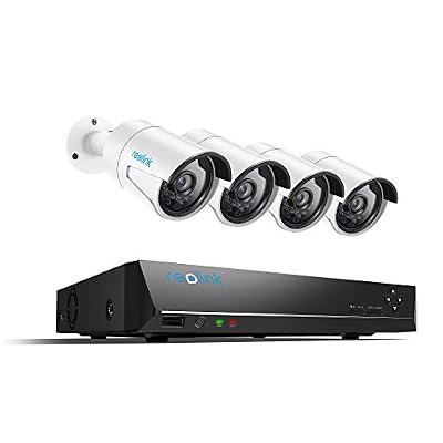 Reolink Système de caméras de sécurité IP PoE Reolink RLK8-410B4 4 Mégapixels Super HD 2560*1440 8 Chaines NVR Disque dur de 2To 4 caméras bullet enregistrement 24h24 7j7