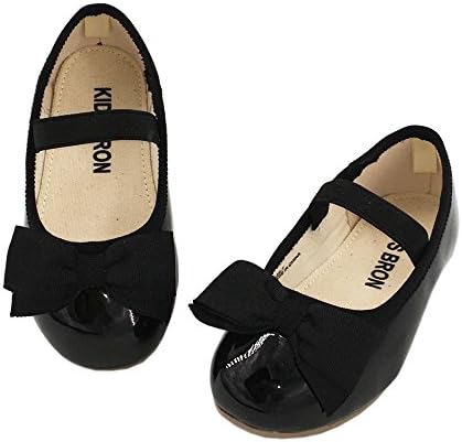 KIDS BRON Teen Girls Shoes Black/Navy/Red/Pink Bowknot Ballerina Flats School Shoes Size 5 For Party Dress Bridesmaid Wedding