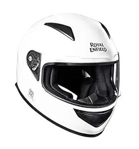 Royal Enfield ISI DOT ECE Certified Street Prime Mono ABS Full Face Helmet (White, Large, 60 cm, RRGHEM000152)