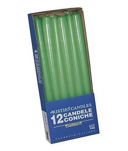 Cereria de Giorgio risthò Velas cónicas para candelabro (Cera, Verde, 2.2 x 30 cm, 12 Unidades