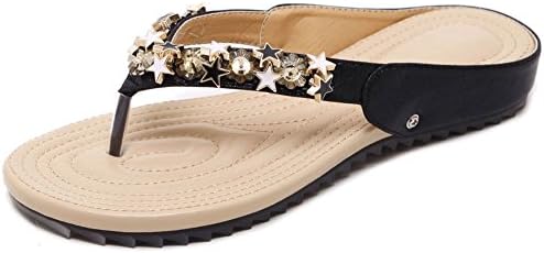 KingRover Women's Bohemia Metal Decoration Thongs Slippers Anti Slip Flip-Flops
