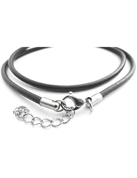 Kautschukhalsband, Halskette, Kautschukband mit rostfreiem Edelstahl-Karabinerverschluss KHB 430, ca. 3mm Durchmesser...