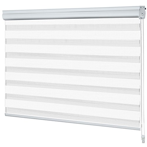 Doppelrollo VarioLight mit Kassette | Duo-Rollo flexibel einstellbar – blickdicht oder transparent | Größe wählbar (90 cm Breite x 150 cm Länge) | Weiss - 2