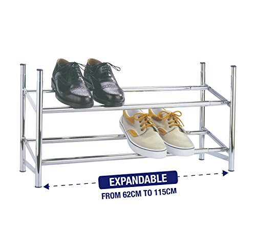 ZAPATERO DE METAL ESTANTERIA METALIZA PARA ZAPATOS EXTENSIBLE 62 A 115 CM 2 BALDAS HASTA 12 PARES