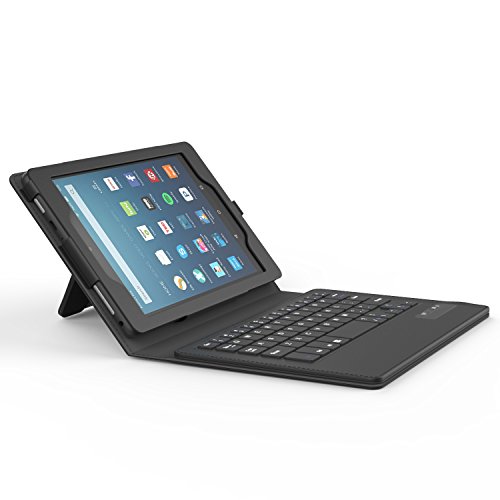 MoKo Fire HD 8 2016 Bluetooth Tastatur Hülle Keybord Case – PU Leder Schutzhülle mit abnehmbarer Wireless Bluetooth Tastatur QWERTY Layout für Fire HD 8 Tablet (6. Generation – 2016), Schwarz (mit Auto Schlaf / Wach Funktion) - 6