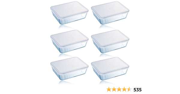 Pyrex Cook \u0026 Store - pirofila rettangolare in vetro con coperchio in  plastica, 0,8 L, 6 pezzi : Amazon.it: Casa e cucina