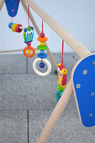 Baby Spiele Trapez für Zwillinge extra breit aus Holz Motiv Eule - 5