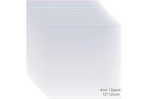 EGOSKY 12 Pack 4 Mil Clear Mylar Stencil Sheets, 12" x 12" Blank Stencils, Reusable Template Material, Make Your Own Stencil Compatible Vinyl Cutting Maching