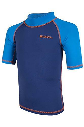 Mountain Warehouse Kurzärmliges Kinder Rash Guard atmungsaktiv UV Schutz Badeshirt Sonnenschutz Unisex Jungen Mädchen Surfen Schwimmen Urlaub - 3