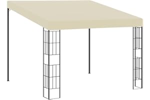 vidaXL Cenador con Montaje en la Pared Toldo Parasol Marquesina Pabellón Carpa Gazebo de Jardín Aire Libre Terraza Exterior Fiestas Eventos Tela Crema 3x3 m