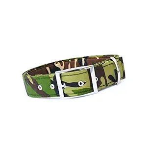 4EVER Green Military Printed Nylon Dog Collar Belt Padded Specially for Big Dogs Adjustable Neck Dog Collar (Green)