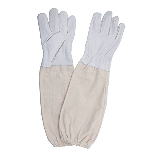 1 Paar Weiß Bienenzucht Schutz Handschuhe Ziegenleder Bee halten Belüftete langen Ärmeln Sting verhindern Tools XL