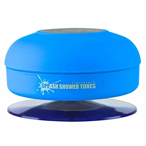 Preisvergleich Produktbild Splash Tunes Duschlautsprecher - Wasserdichter Bluetooth Duschlautsprecher, tragbar, Freisprecheinrichtung, kabellos, wasserdicht, Duschlautsprecher mit eingebautem Mikrofon und Saugnapf (blau) von FRESHeTECH