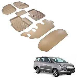 Kozdiko 4D Foot mats Beige Color Set of 7 pcs for Toyota Innova