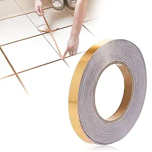 Outgeek 50m Home Tile Sticker Waterproof Gap Sealing Tape Strip Adhesive Tile Decoration Floor Tape for Floor and Wall(1cm x 50m, Gold)