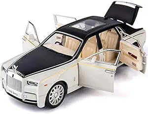 US1984 1:24 Scale Die-Cast 4 Wheel Drive Metal Car Pull Back with 6 Openable Doors, Engine Cover, Tail with Front and Rear Light & Music Great Gift for Boys and Girls - (White)