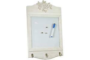 GICOS SRL Lavagna lavagnetta da parete con pennarello cancellabile in legno decoro rose con 3 ganci 30 * 47 cm shabby chic TOD-514937