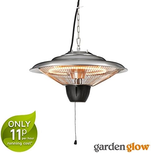 Garden Glow 1500W Ceiling Mounted Hanging Halogen Patio Garden Heater with 2 Power Settings for Outdoor Use (Hanging Patio Heater)