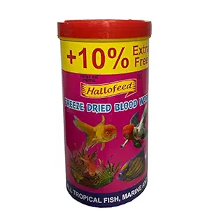 FishAsPets Hallofeed Freeze Dried Worms - 55 gms Blood Worms + 10% Extra Free