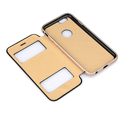 Original Binli ECHT Leder iPhone 6 / 6s Schutzhülle 2 in 1 Bumper mit Sichfenster Hülle Hard Cover Flip Back Case Tasche – von OKCS in Braun - 4