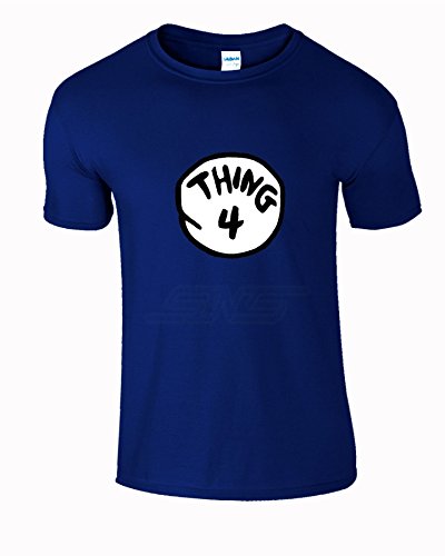 SnS Online Hommes Femmes Garçons filles de dames T-shirt unisexe T-Top Coton Thing 4 annonce T-shirt - Thing4 Bleu Marine - Jeunesse (XL) Enfants 12-13 ans