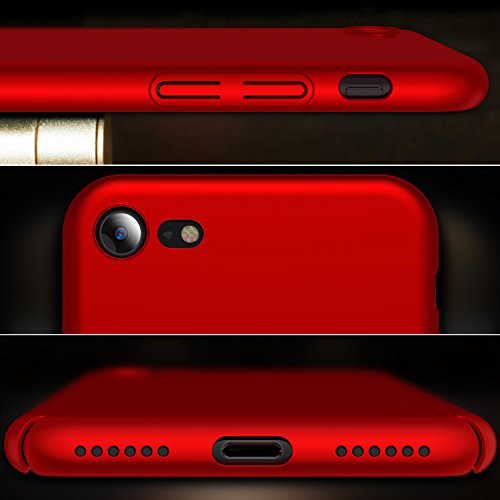 iPhone 7 Case, iPhone 8 Case, TORRAS Ultra-Thin Case with [Tempered Glass Screen Protector], Simple Stylish Fully Protective Matt Cover for Apple iPhone 7 (2016) / iPhone 8 (2017) - Lucky Red.