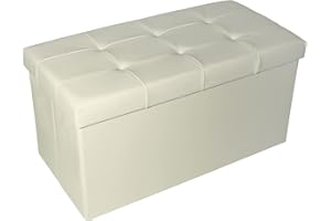 Theo&Cleo Sitzbank mit stauraum Sitztruhe Aufbewahrungstruhe Spielkiste Sitztruhe Sitzbox Fußbank Truhen Faltbare 76 cm Beige