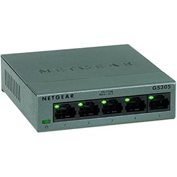 NETGEAR GS305-100UKS 5-Port Gigabit Metal Ethernet Desktop/Wallmount Switch,Grey