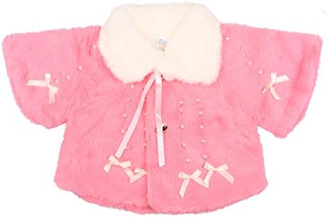 Baby Girls Princess Faux Fur Winter Shrug Jacket Coat Outerwear Thick Warm (Pink, X-Large)