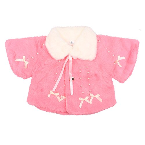 Baby Girls Princess Faux Fur Winter Shrug Jacket Coat Outerwear Thick Warm (Pink, X-Large)