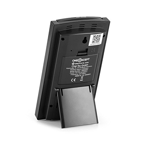 oneConcept Isfjorden Wetterstation Thermometer (LCD-Display, Außensensor, Datenübertragung per Funk, 100 m Funkreichweite, Wetter-Alarm, Batteriebetrieb, Wandmontage) schwarz - 2