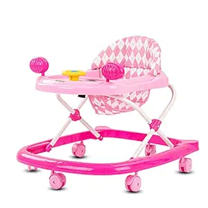 GoodLuck Baybee Round Baby Walker for Kids | Music & Light Function with 3 Position Height Adjustable and Stopper,Fun Toys & Activities for Babies/Childs 6 Months to 18 Months (Baby Pink, Mikey)