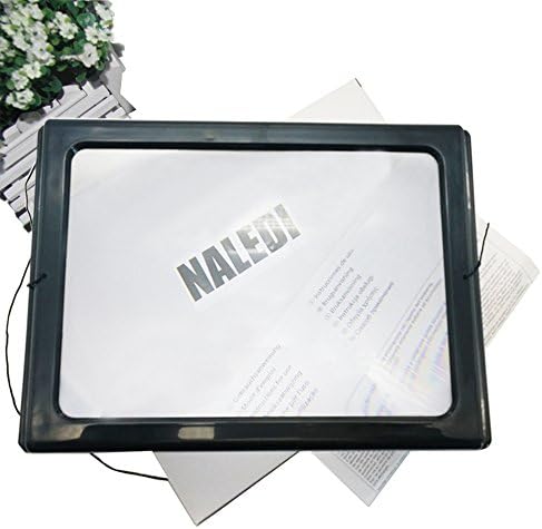 NALEDI Hands Free Page Magnifier for Reading and Crafting with LED Lights - 3X Magnification - Flip Out Legs Standing - Comes with Neck Cord to Hang Around Neck Perfect Father's Day Gift