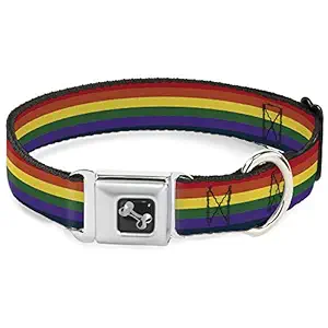 Buckle-Down Rainbow Dog Collar Bone, Large/15-26