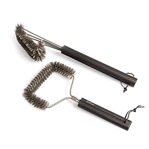 Rustler Grillbürste, 2er Set aus rostfreiem Edelstahl 53 und 30 cm, schwarz, 53 x 25 x 10 cm