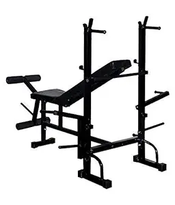 BODY MAXX 8 in 1 Incline/Decline/Flat/Leg Curl/Leg Extension/Chest Fly/Dips/Push Ups Multipurpose Bench, (Black)
