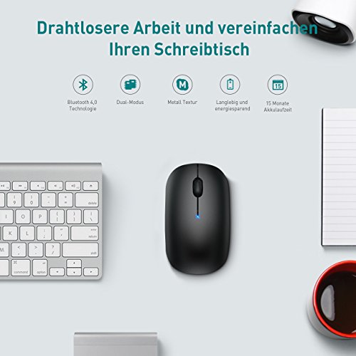 Topelek - Rat  n con Modo Bluetooth 4 0  y Modo inal  mbrico 2 4  G  rat  n inal  mbrico   ptico con Modo Dual para PC  iMac Macbook  Microsoft Pro  Oficina  hogar