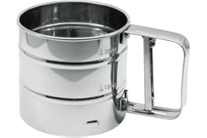 FMPROFESSIONAL FM Professional 21666 Tamis de cuisine inox, tamis de farine, tamis professionnel, Acier inoxydable, 10,4 x 9,3 x 16 cm