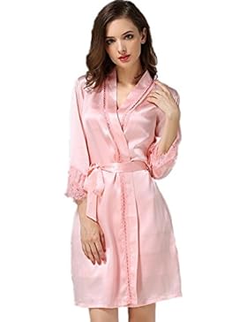 DMMSS Delle Donne Pigiami Di Seta 2 Pezzi Estate Silk Sling Sleeping Maniche Di Seta Stabilito Sleeping Robe Home...