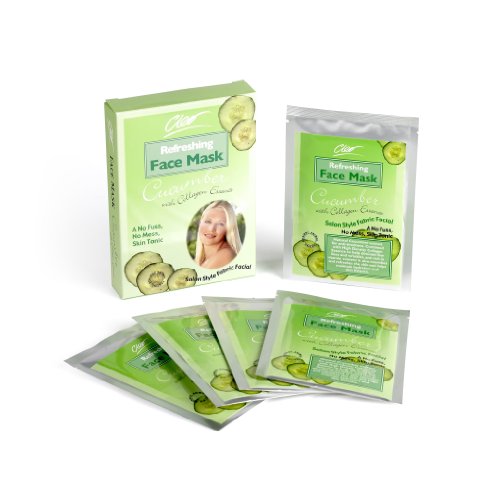 5 + 5 FREE Beauty Face Masks with Cucumber and Collagen Essence "A Spa Like Facial at Home" Hypoallergenic, Not Tested on Animals
