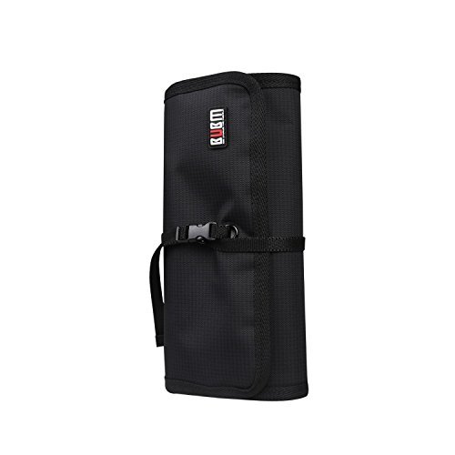BUBM Neue Wrap Universaltasche Reisetasche für Elektronikzubehöre Elektronik Organizer wie iPad Mini, 3 Flächer, Schwarz