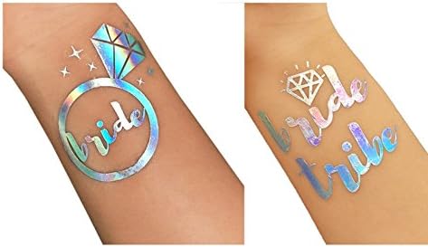 BRIDE TRIBE Bride to Be,Hen Party Temporary Tattoos Silver 12 x Tribe + 1 x Bride Tattos