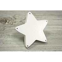Bouton de meuble étoile blanche,pois gris en bois peint