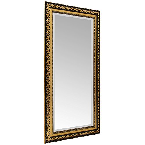 Eleganter Wandspiegel in XL Barspiegel Frisierspiegel Spiegel mit Facettenschliff und Verzierungen 104x53cm - Gold