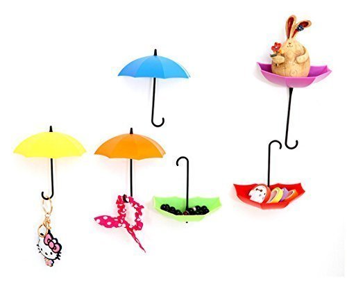 Tangmi Bunte Regenschirm Selbst Sticky Haken Freie Nagel Starke Wandhaken für Schlüsselhalter , Wanddekoration , Wand Key-Rack, Wand Schlüsselhalter und Kleinteile Schmuck (6 PCS) - 2