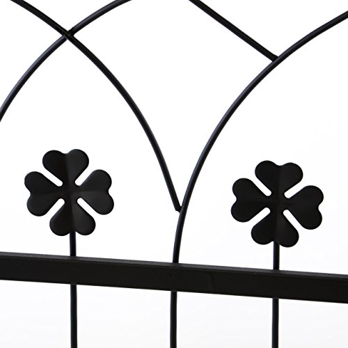 Nexos Rosenbogen Torbogen Rankhilfe Pergola Spalier für Rosen Blumen Garten Terrasse mit Tür Tor Kleeblatt-Design aus Metall 212 cm schwarz - 3