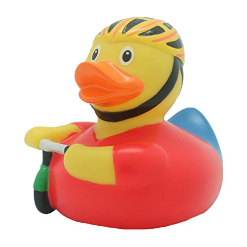 Quietscheente Radfahrer Ente, Gummiente, Quietscheentchen, Badeente, Quietsch Ente, Sammelfigur, Gummi Bade Spielzeug, LiLaLu, 2032