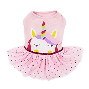 kyeese Dog Pink Dress Unicorn Princess Pet Apparel for Small Dog Party Birthday Dress