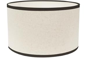 ValueLights | Small Easy Fit Natural Linen Drum Light Shade with a Black Trim Bedroom Hallway Lampshade | Shades, Home Décor & Improvement Essential | 250mm Shade Width