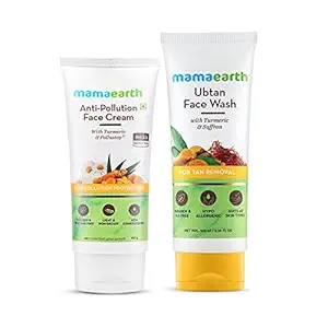 Mamaearth Natural Radiance Combo (Anti-Pollution Daily Face Cream 80ml + Ubtan Face Wash 100ml)